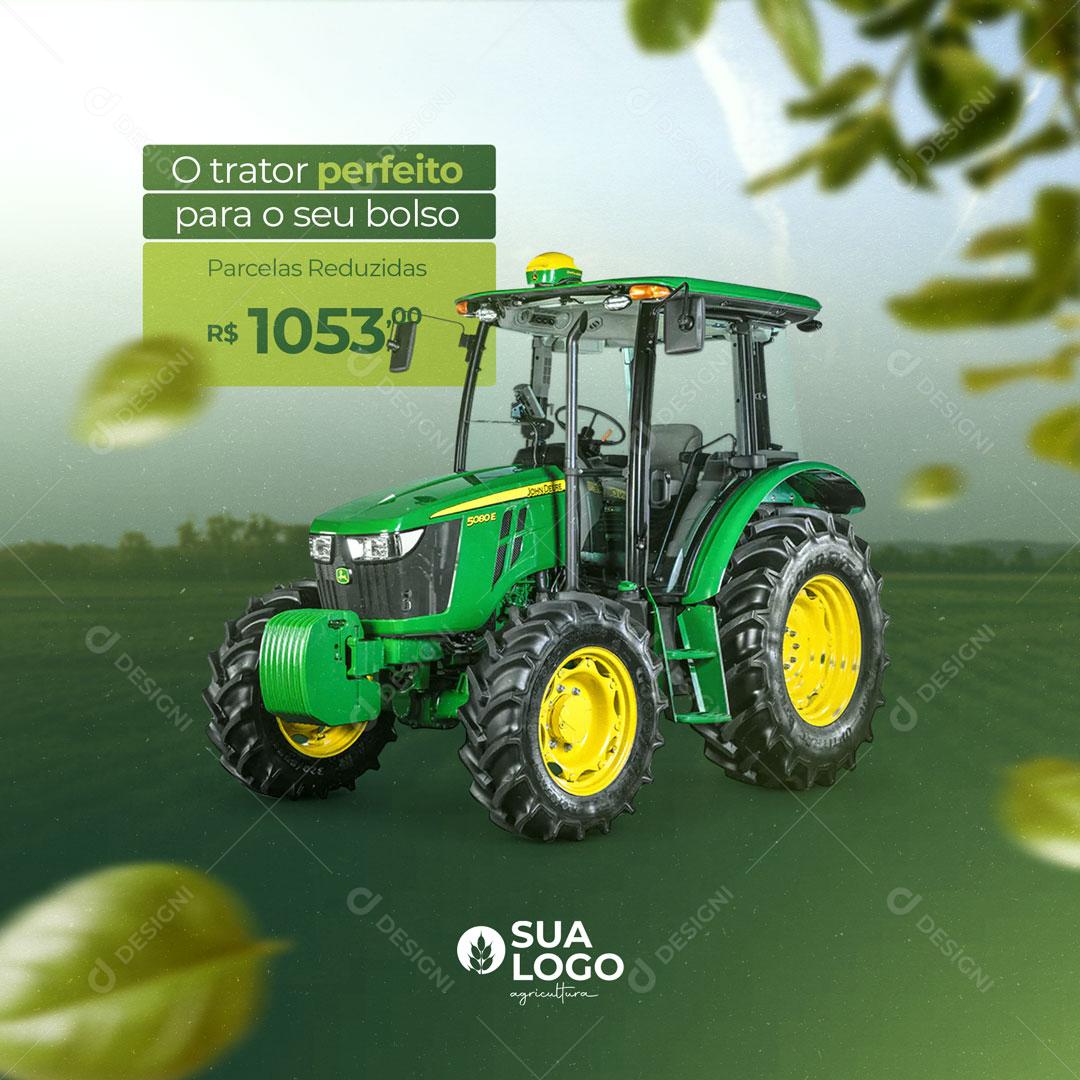 Post Agro Máquinas Agrícolas O Trator Perfeito Para o Seu Bolso Social Media PSD Editável