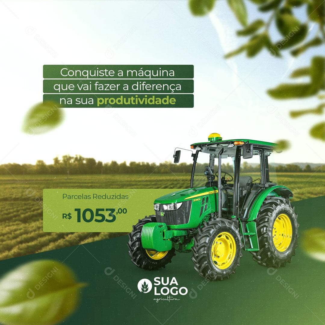 Post Agro Máquinas Agrícolas Trator Social Media PSD Editável