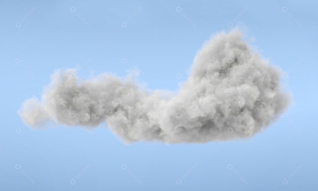 Nuvem 3d branca isolada em um fundo azul. Nuvem realista em