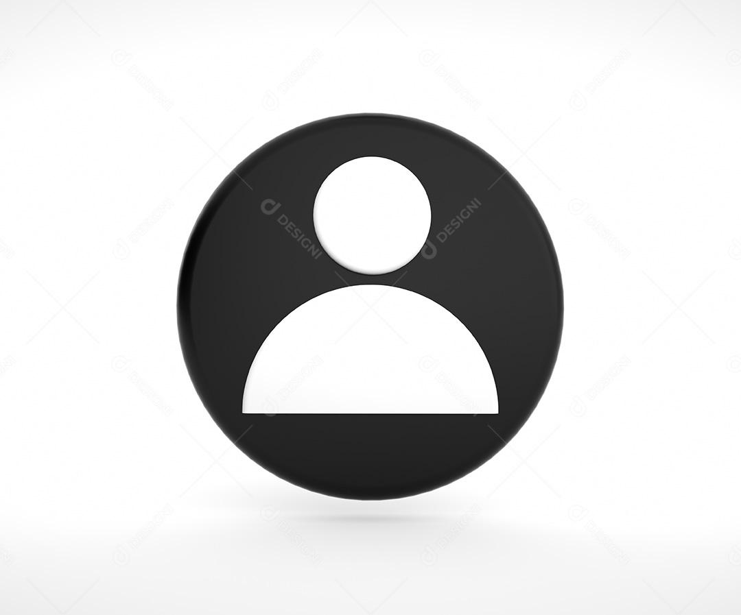 Ícone de usuário redondo. Isolado no fundo branco. Preto e branco.
