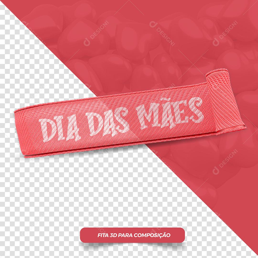 Faixa Vermelha 3D Dia Das Mães Texto Editável PSD