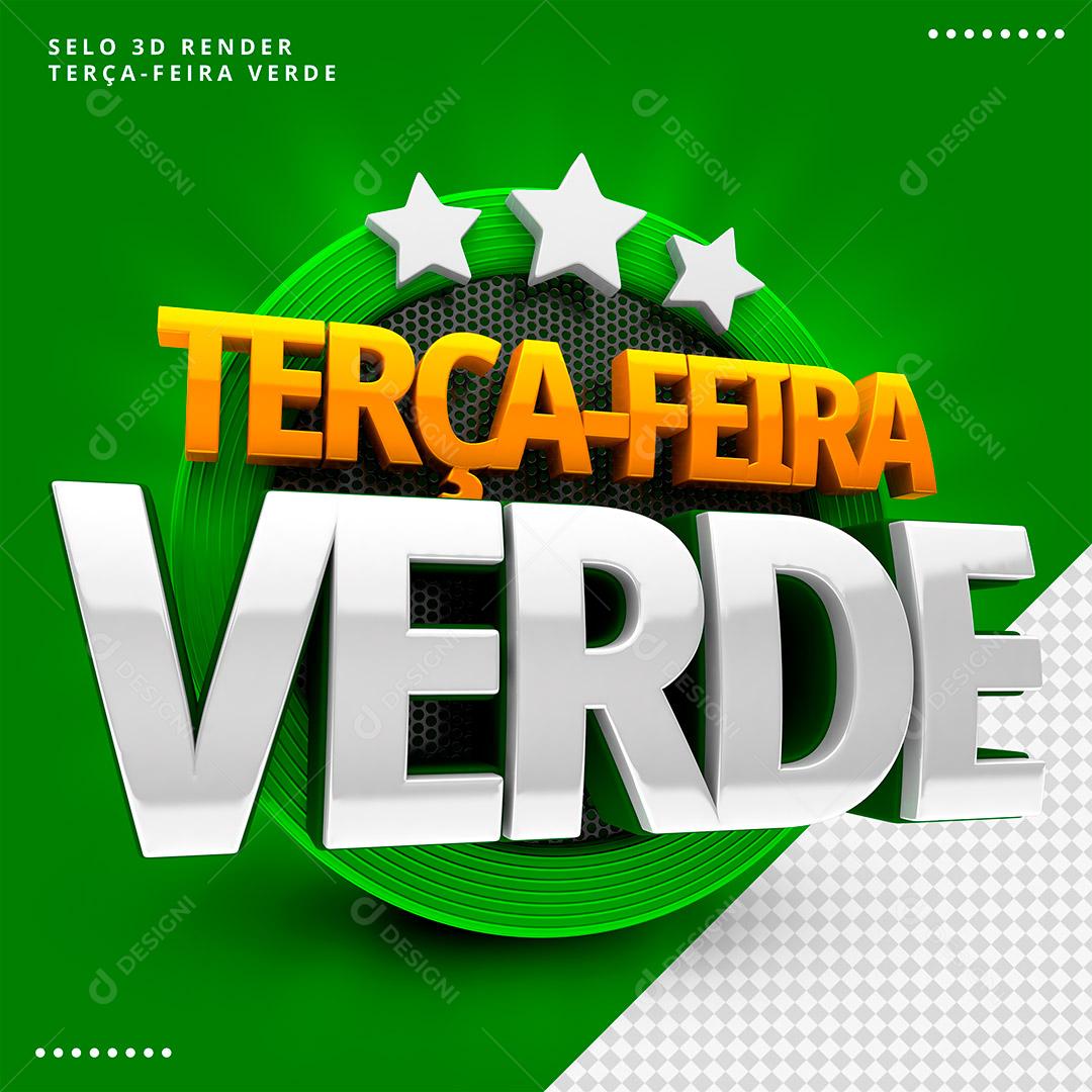 Terça-feira Verde Selo 3D Para Composição PSD
