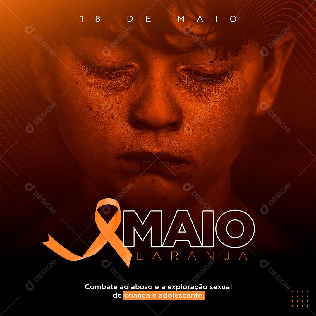 Social Media Maio Laranja Mês do Combate ao Abuso PSD Editável