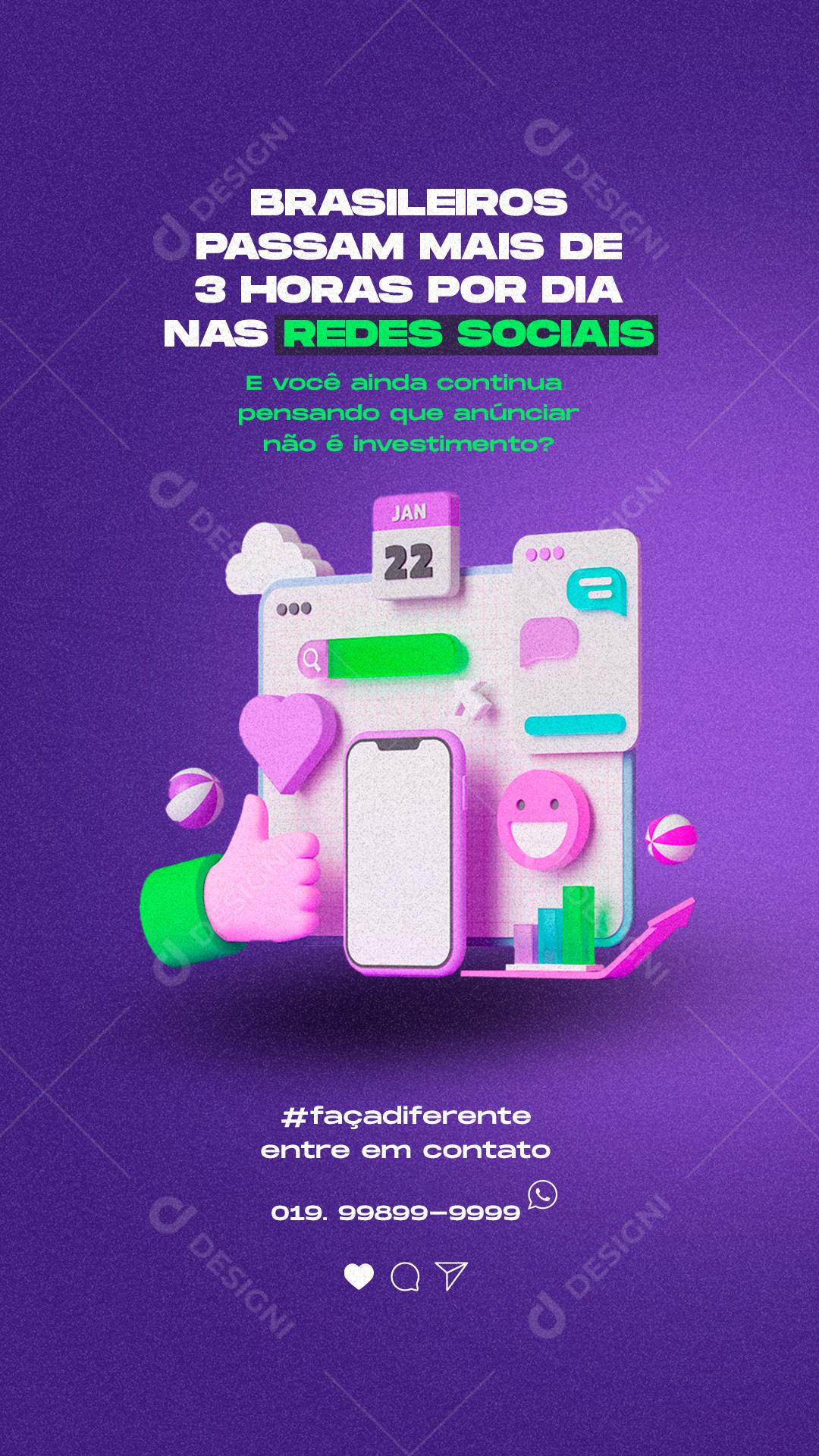 Social Media Story Marketing Brasileiros Passam Mais PSD Editável