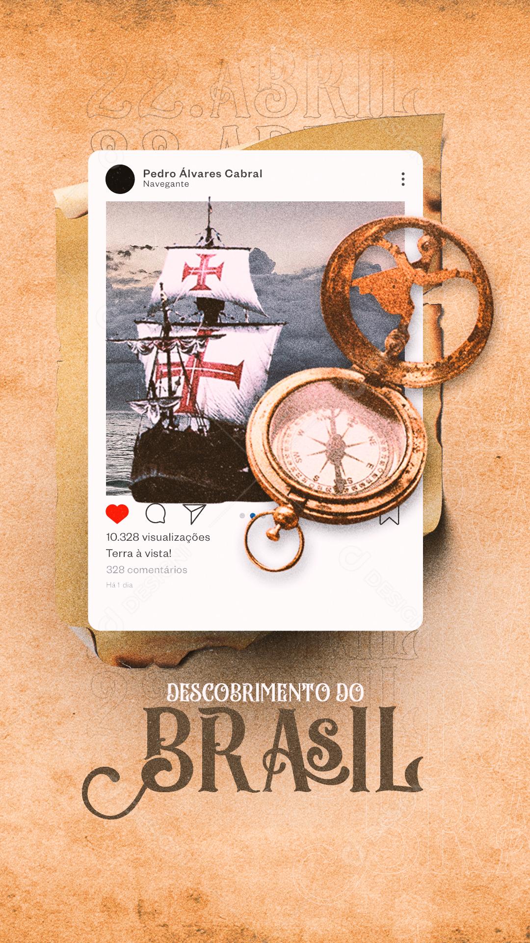 Story Dia Do Descobrimento Do Brasil 22 de Abril Social Media PSD Editável
