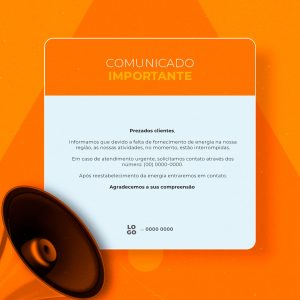 Social Media Comunicado Importante Fornecimento de Energia PSD Editável