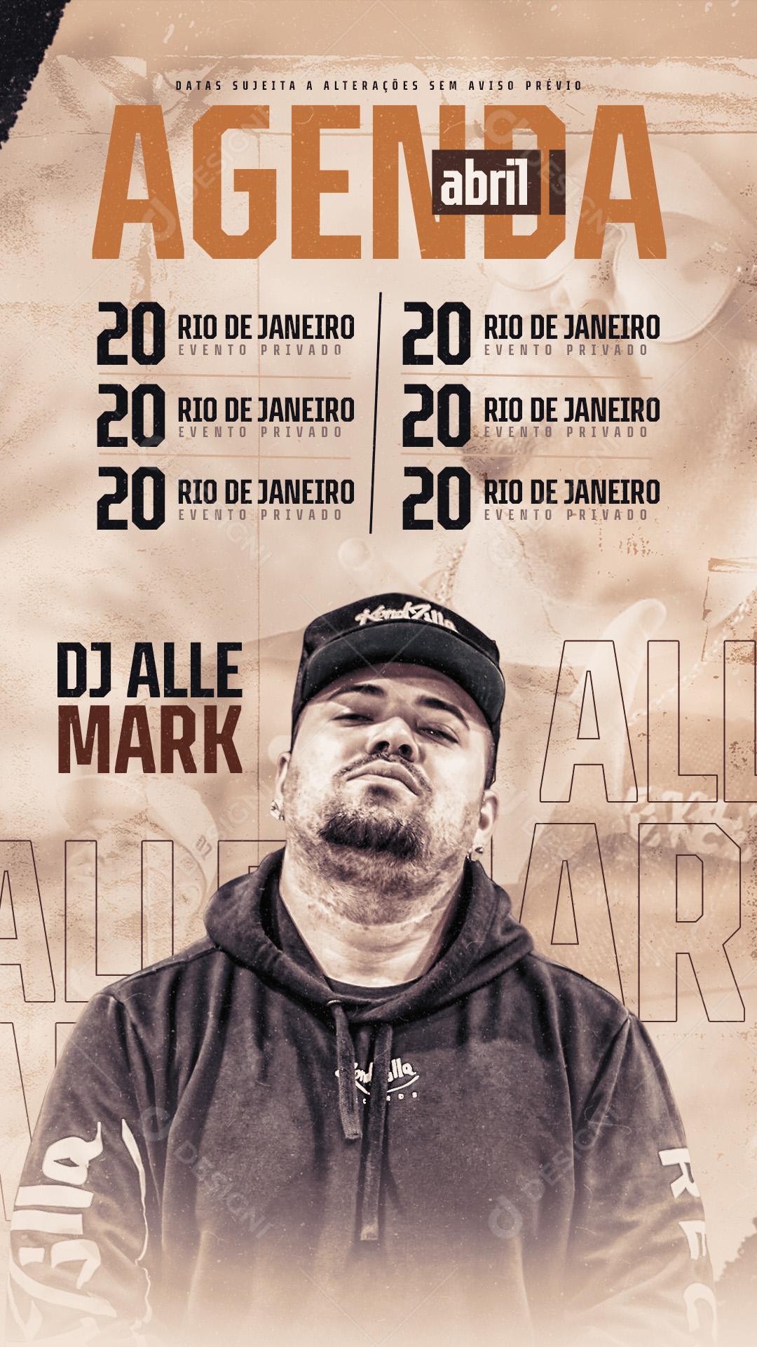 Flyer Agenda Semanal Dj Alle Mark Social Media PSD Editável