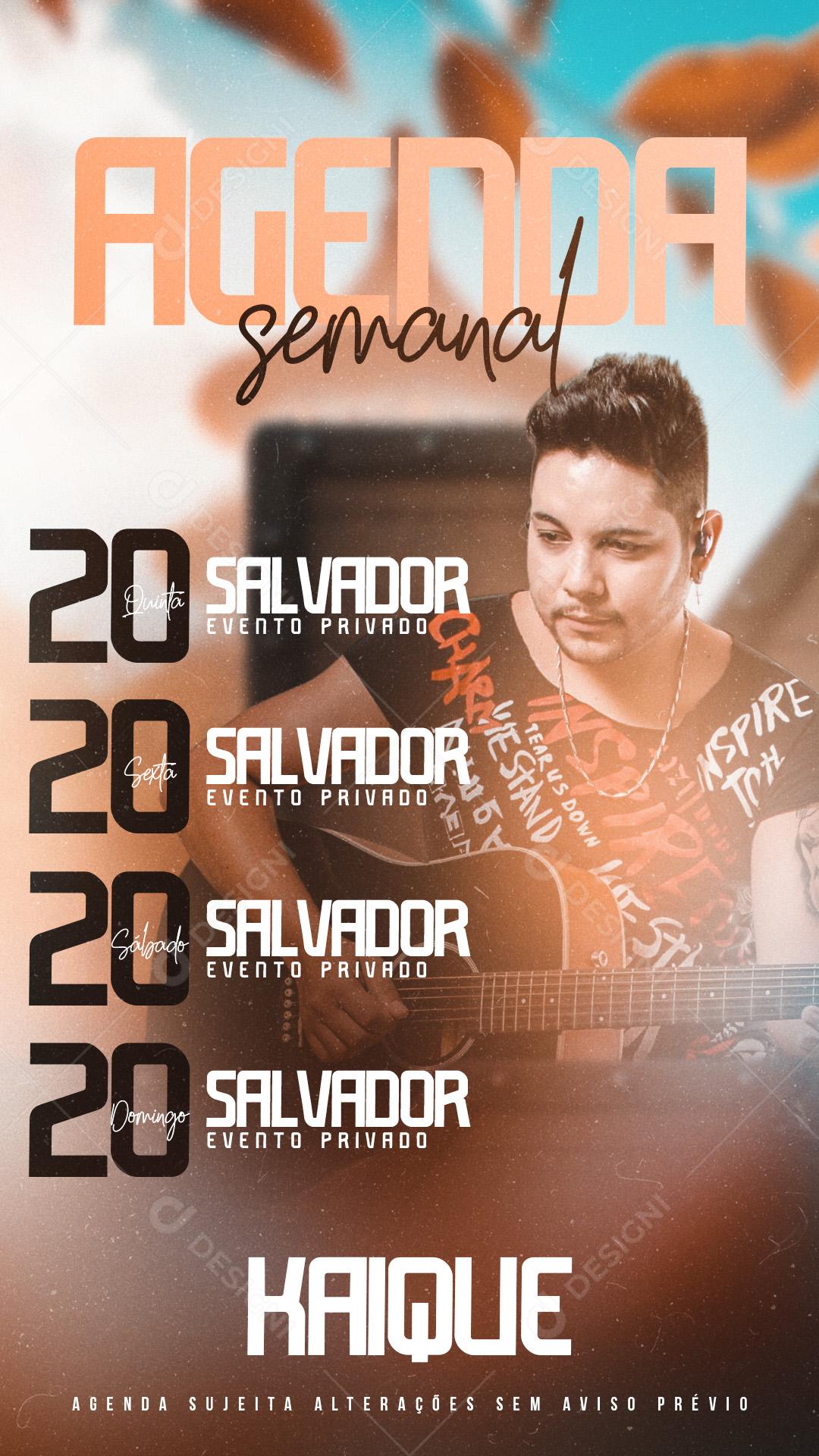Flyer Agenda Semanal Kaique Social Media PSD Editável