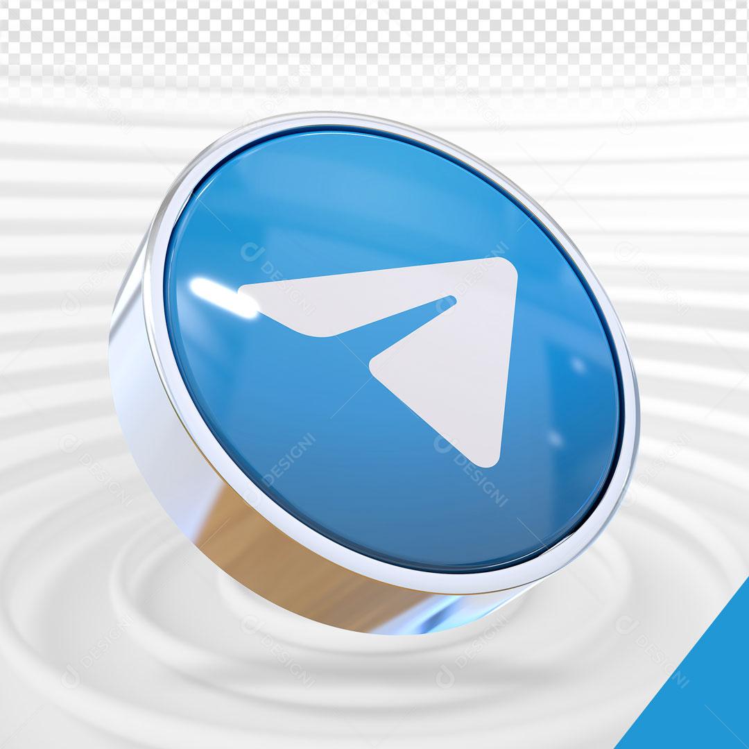 Ícone 3D Telegram Elemento Para Composição PSD