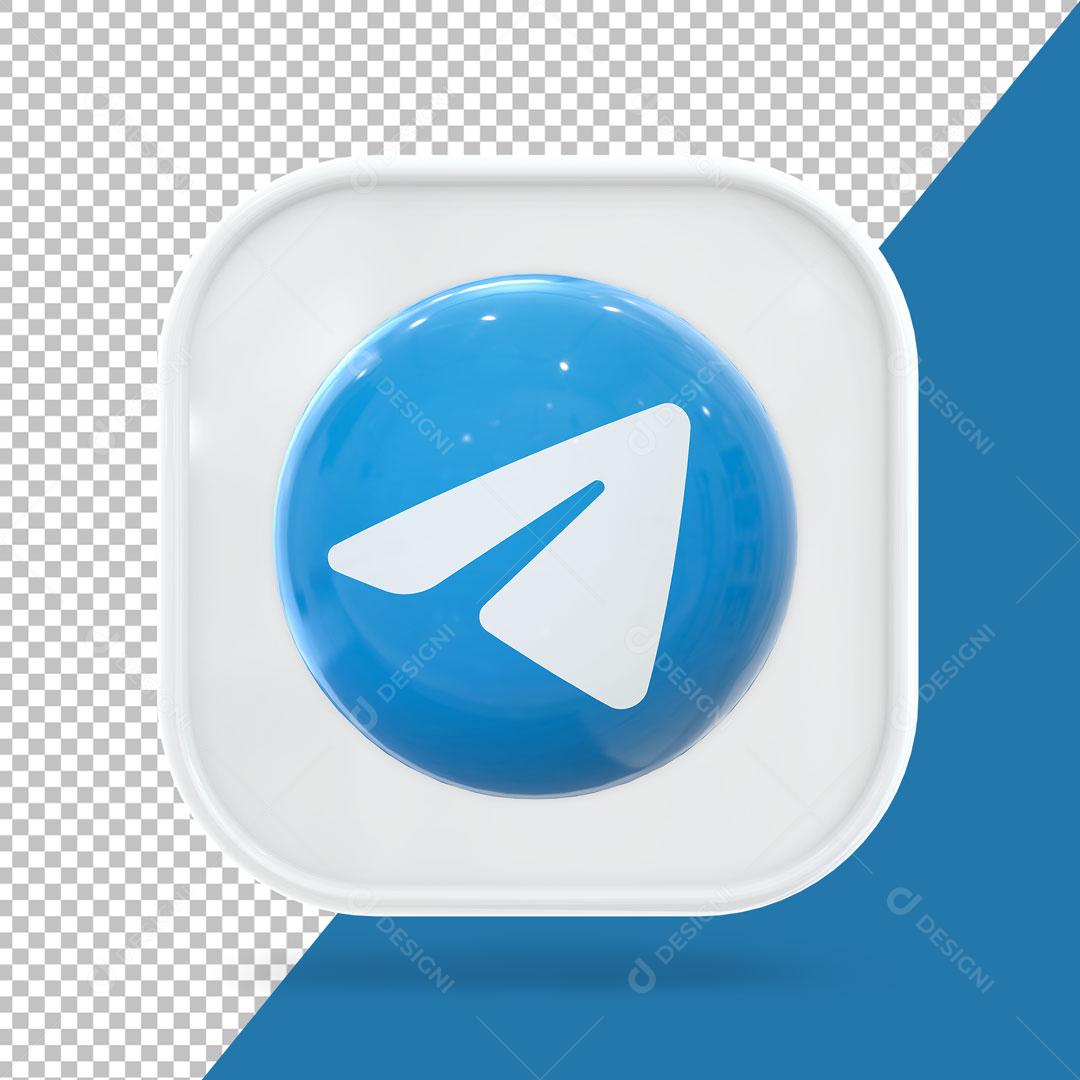 Ícone 3D Telegram Elemento Para Composição PSD
