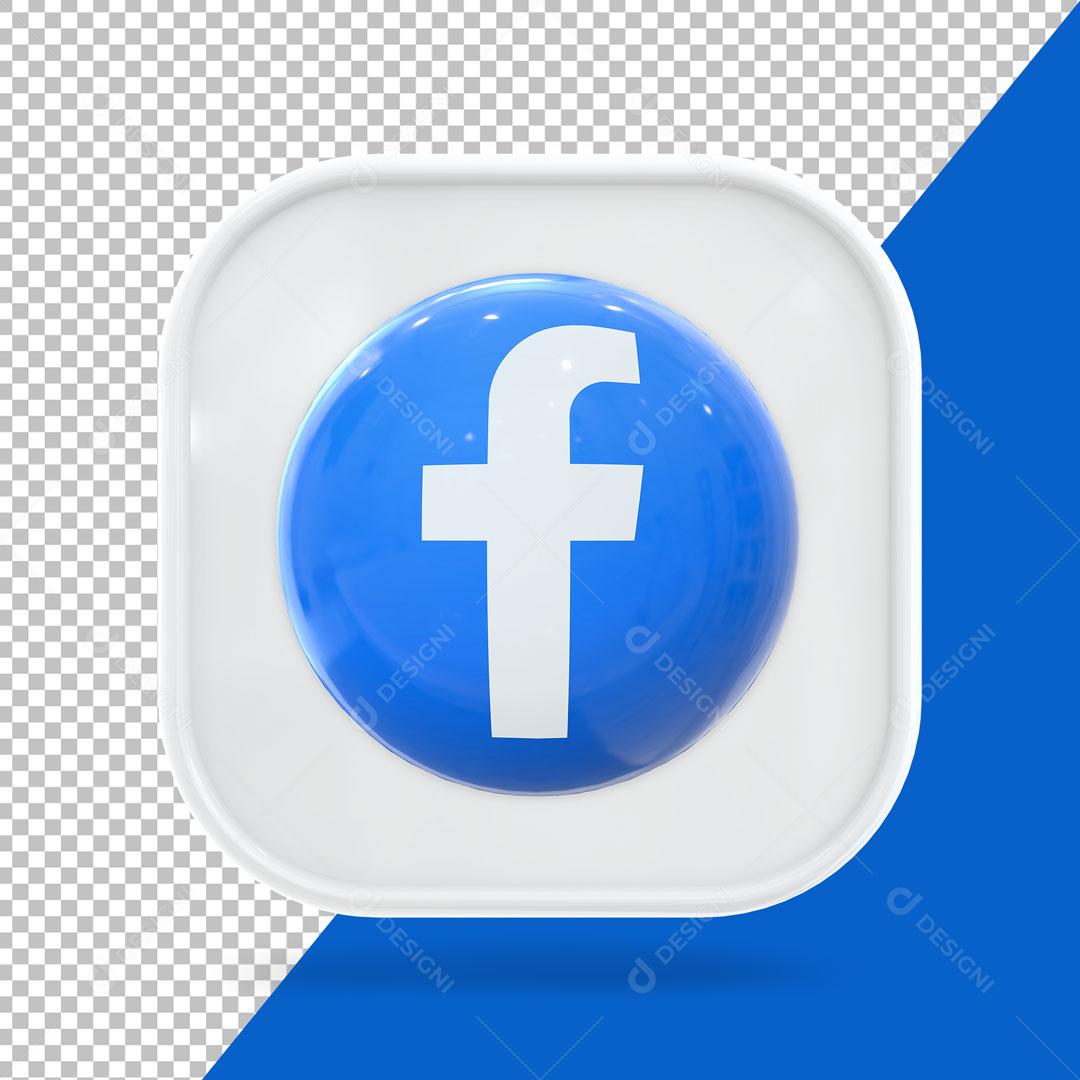 Ícone 3D Facebook Elemento Para Composição PSD