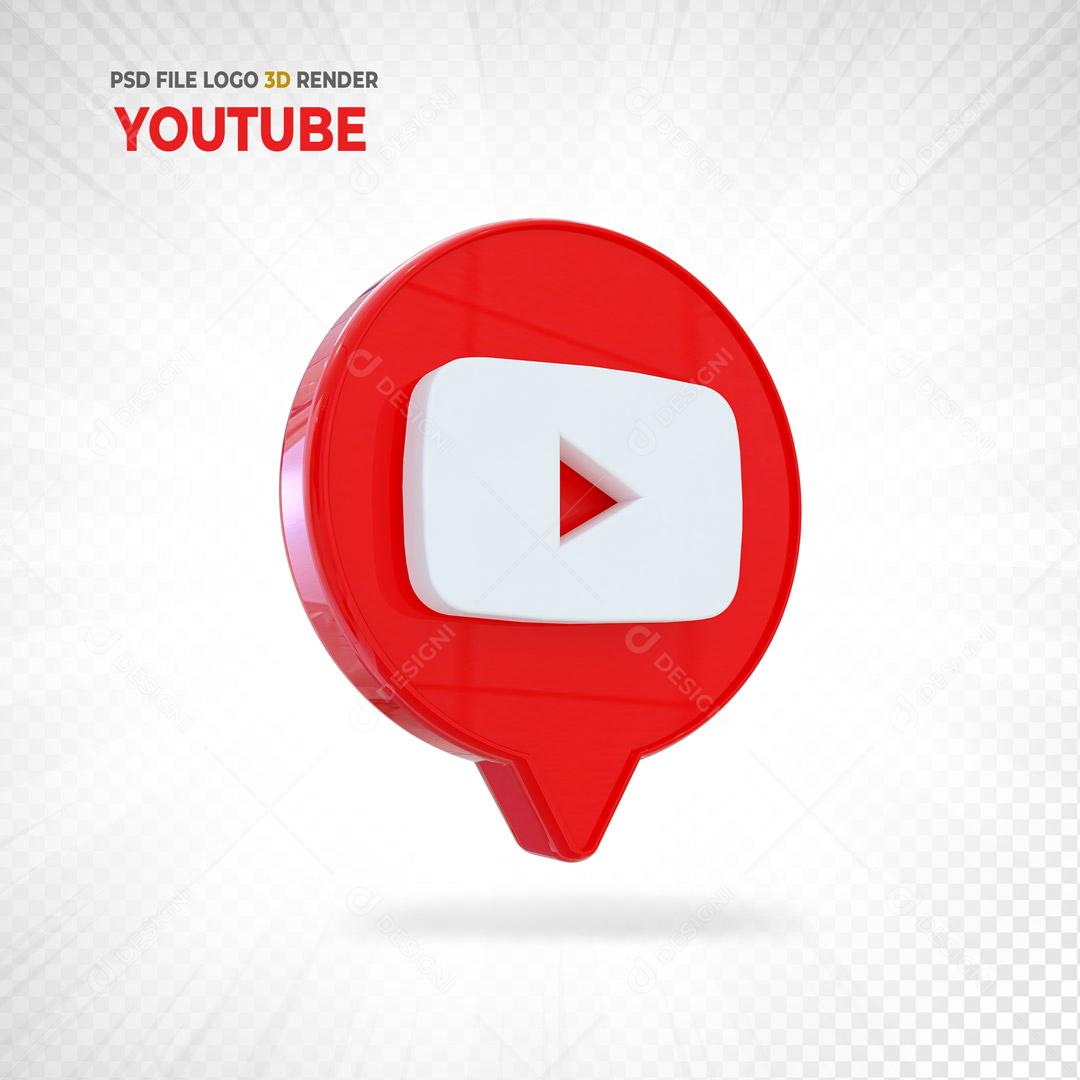 3D Icon Youtube Element For Composition PSD