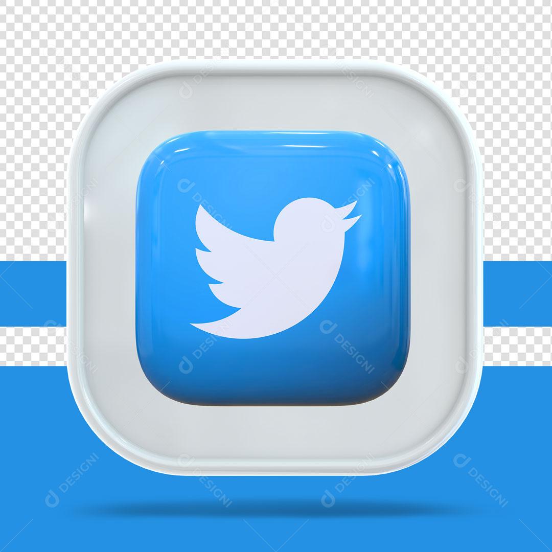 Ícone 3D Twitter Elemento Para Composição PSD