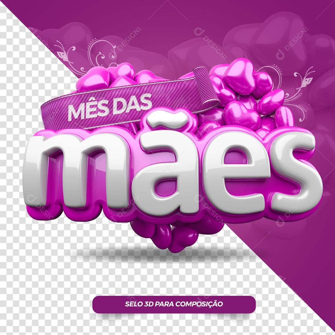 Selo 3D Para Composição Mês Das Mães PSD Editável