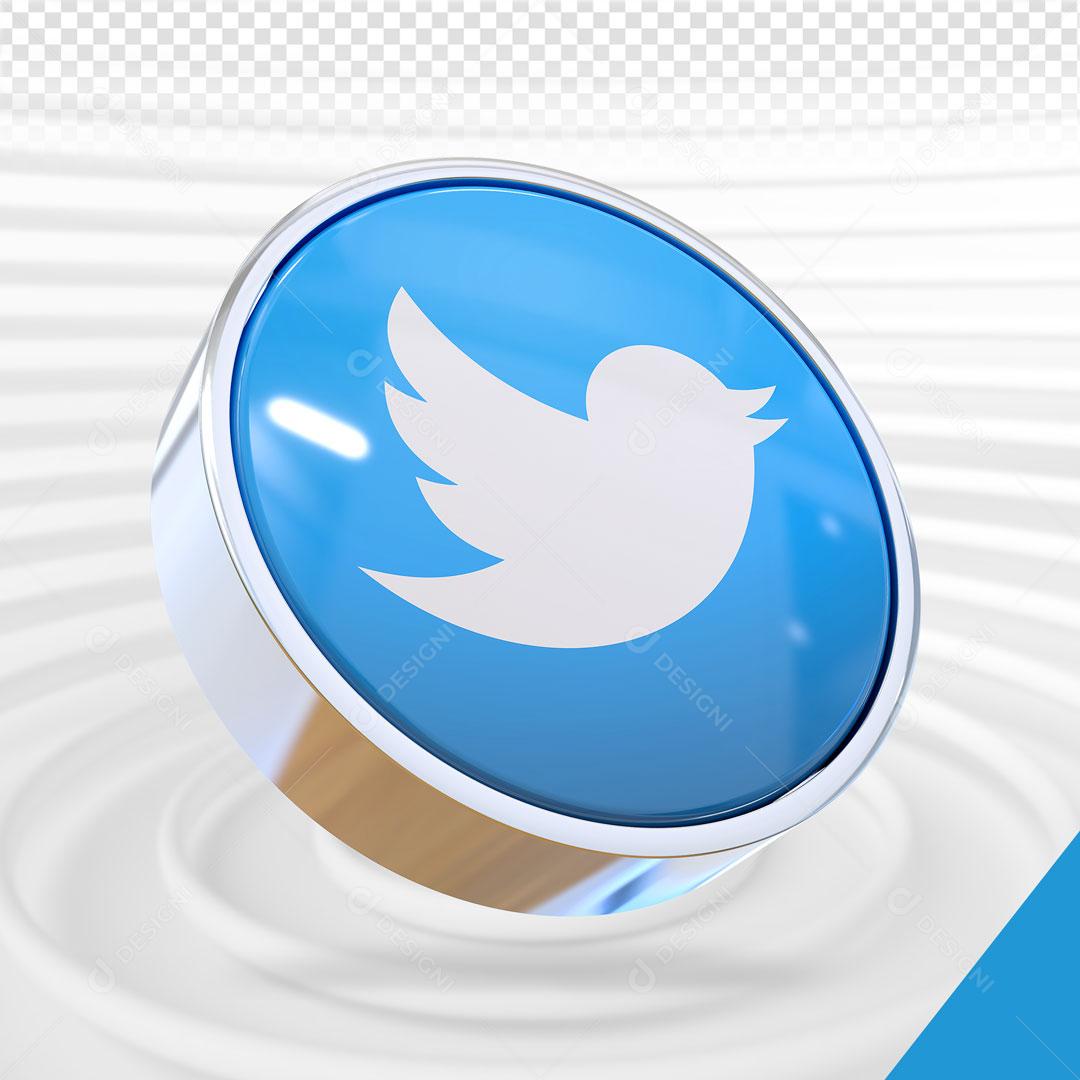 Ícone 3D Twitter Elemento Para Composição PSD
