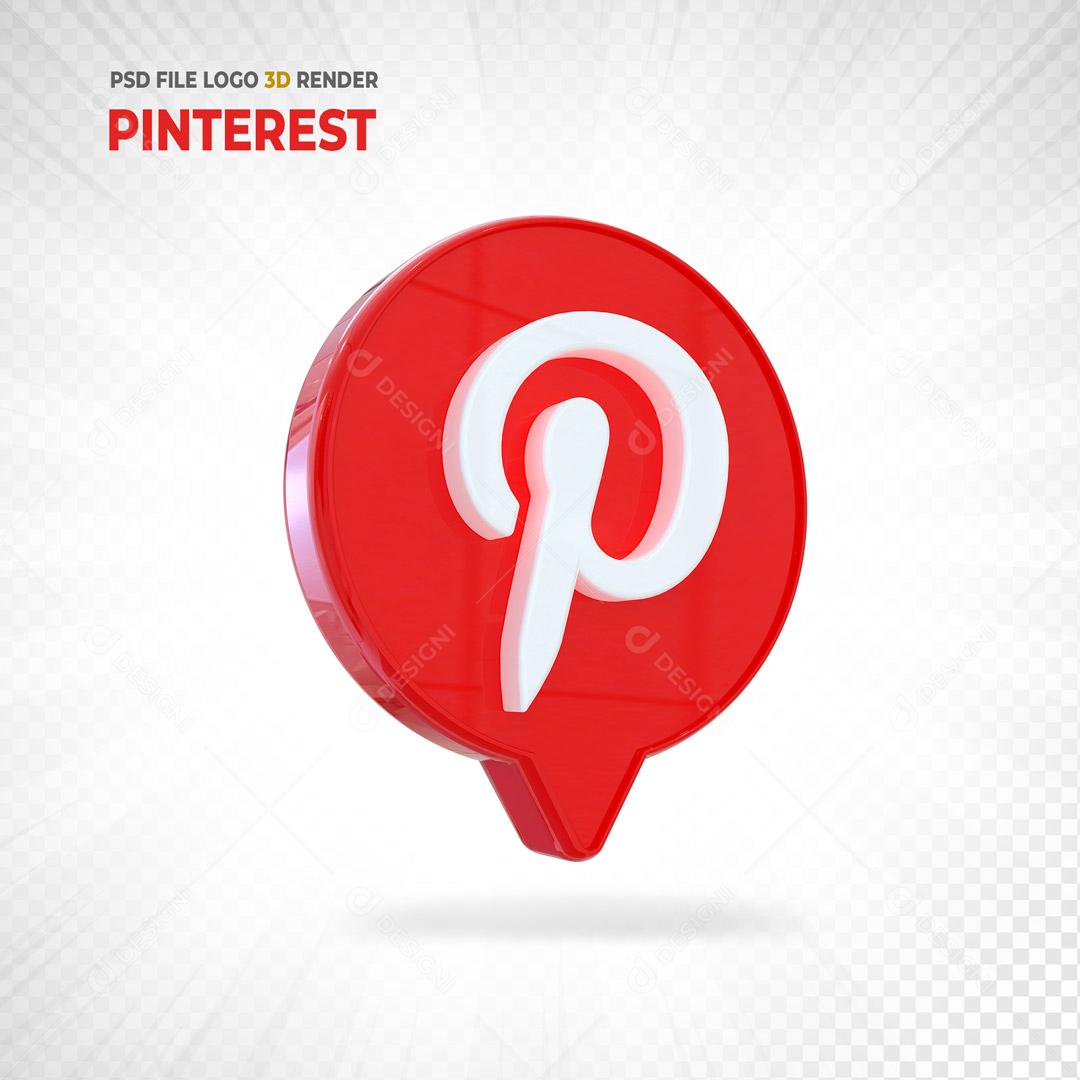 Ícone 3D Pinterest Elemento Para Composição PSD
