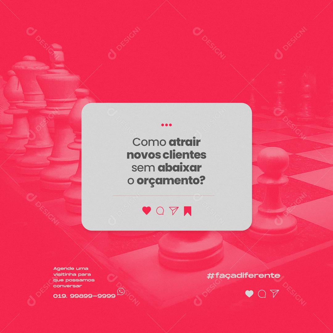 Social Media Como atrair novos clientes Marketing PSD Editável