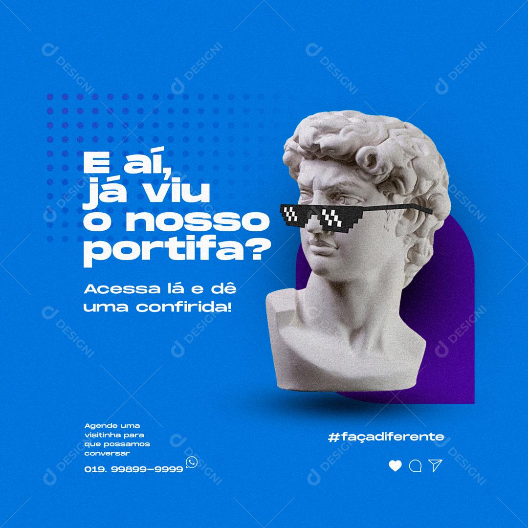 Social Media E aí já viu o Nosso Portifa Marketing PSD Editável