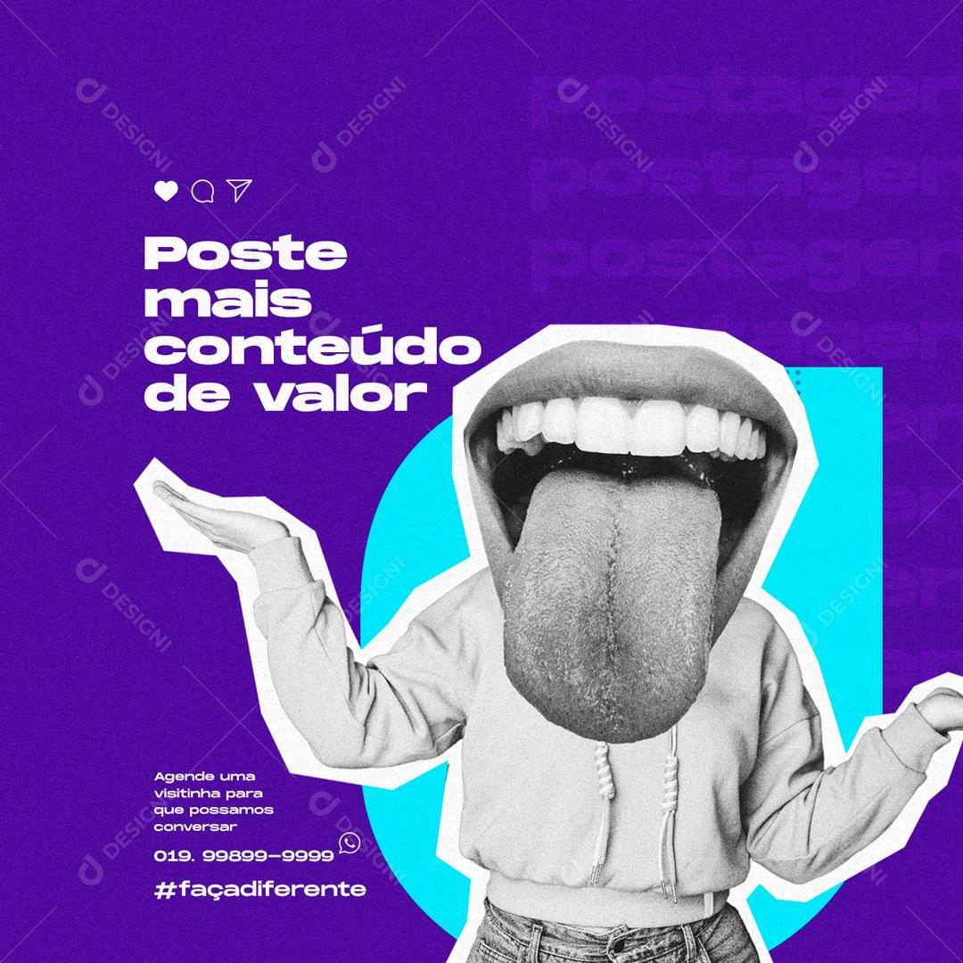 Social Media Poste mais Conteúdo de Valor Marketing PSD Editável