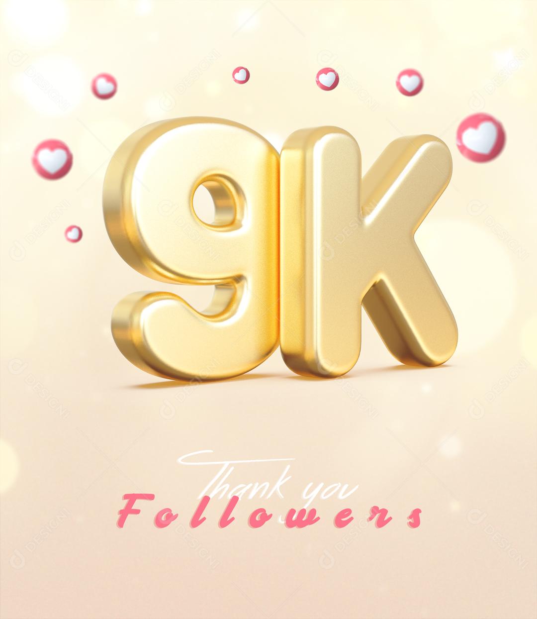 Seguidores do Instagram Comemoração 9K Elemento 3D Para Composição