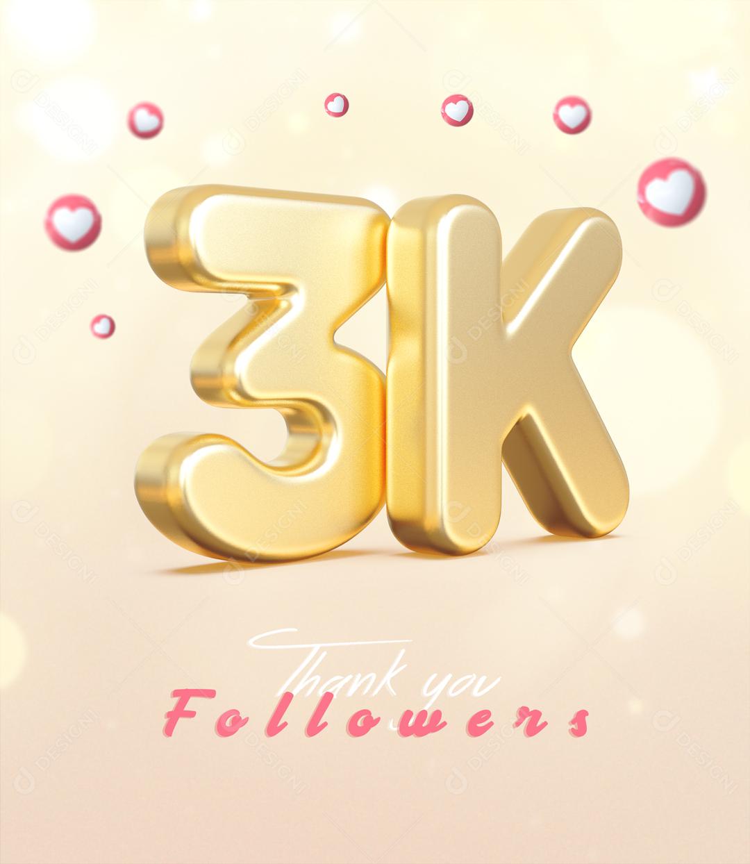 Seguidores do Instagram Comemoração 3K Elemento 3D Para Composição