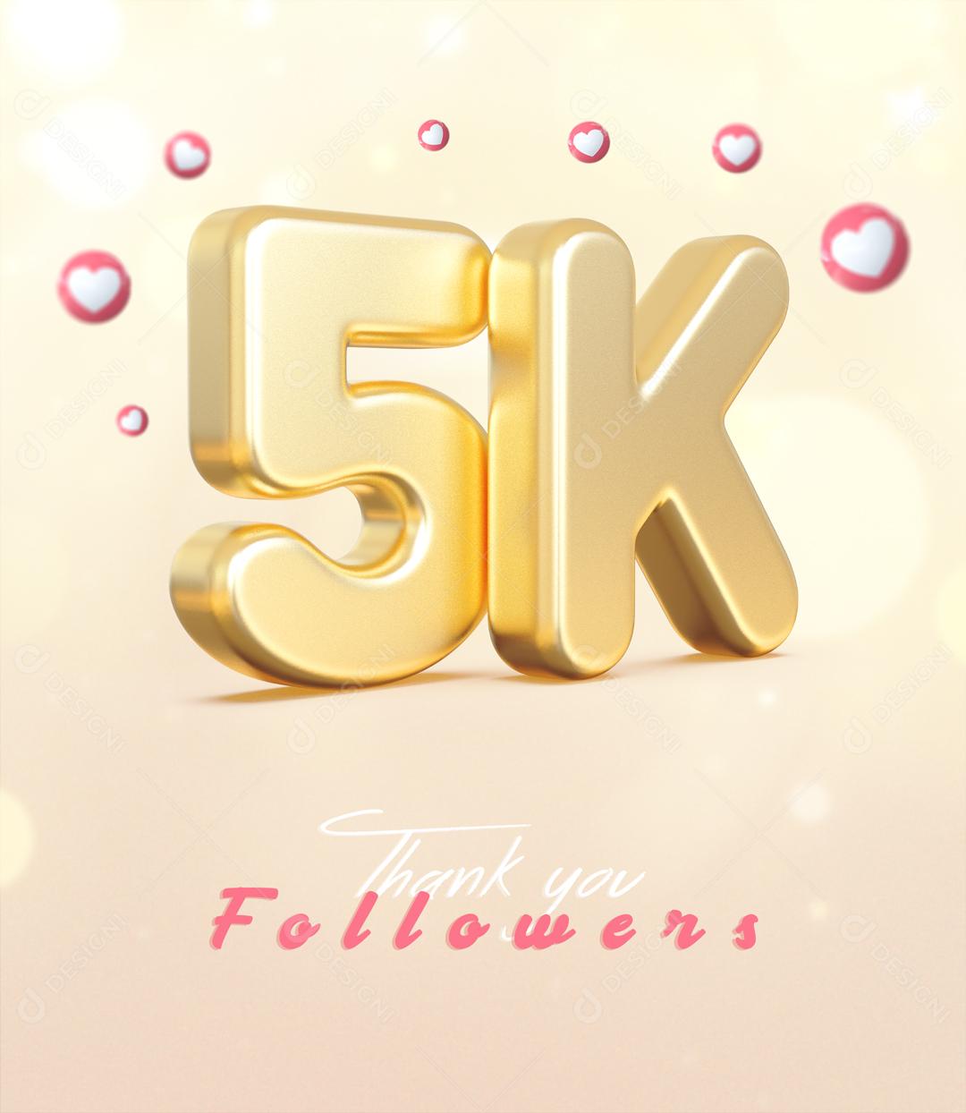 Seguidores do Instagram Comemoração 5K Elemento 3D Para Composição