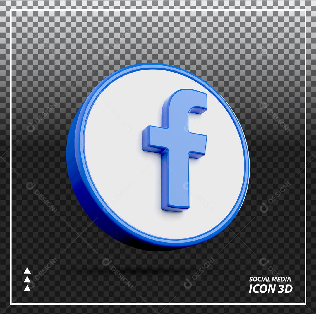 ícone Facebook 3D Elemento Para Composição PSD