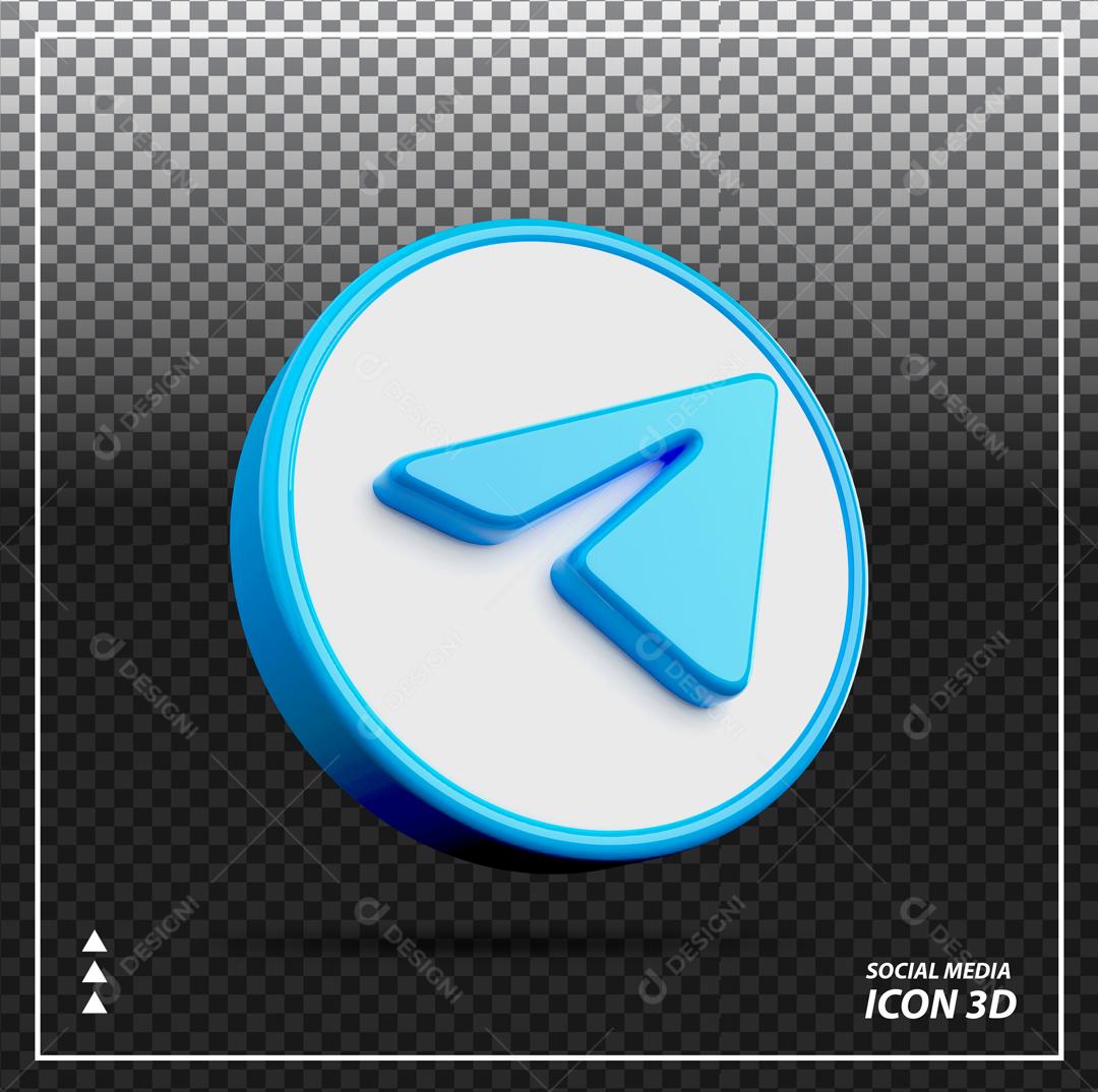 ícone Telegram Elemento 3D Para Composição PSD