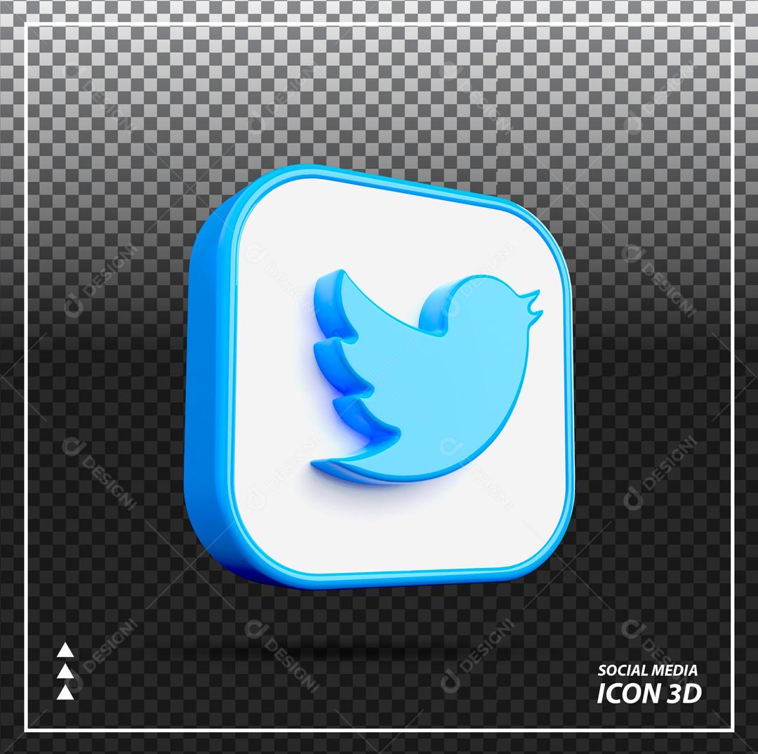 Twitter 3D Elemento Para Composição PSD