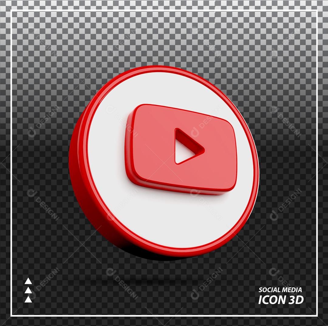 Ícone Youtube 3D Elemento Para Composição PSD