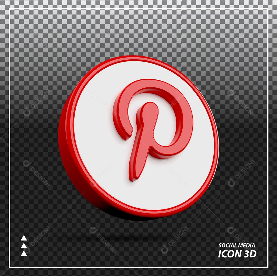 ícone Pinterest Vermelho 3D Para Composição PSD