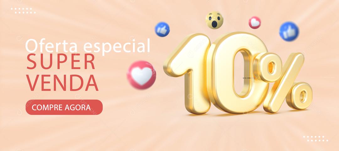 Banner Ofertas Especial Super Venda Lojas 10% de Desconto Social Media PSD Editável