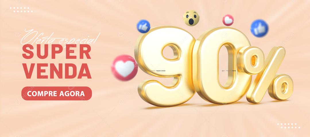 Banner Ofertas Especial Super Venda Lojas 90% de Desconto Social Media PSD Editável