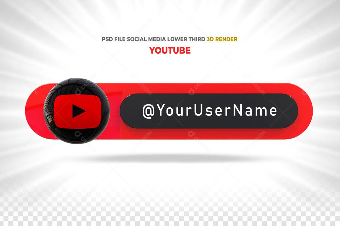 Placa 3D Para Composição de Texto Youtube PSD