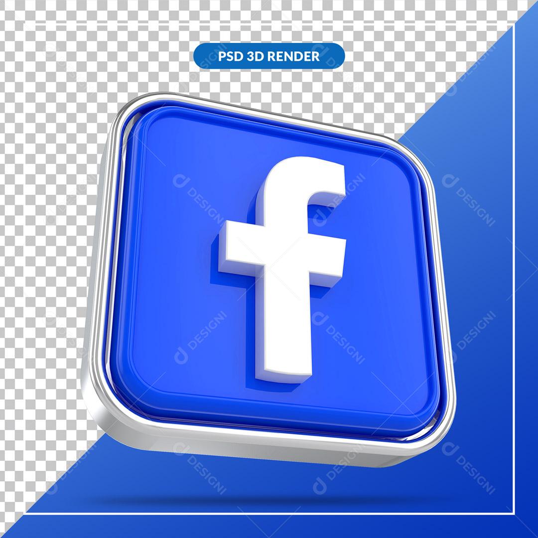 Ícone 3D Facebook Elemento Para Composição PSD