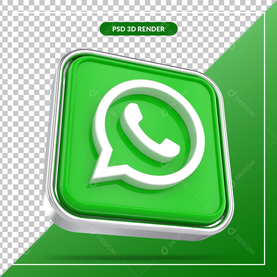 Ícone 3D WhatsApp Elemento Para Composição PSD