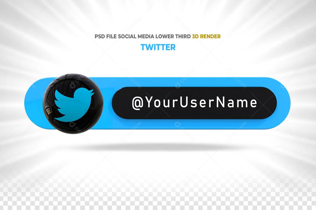 Placa 3D Para Composição de Texto Twitter PSD