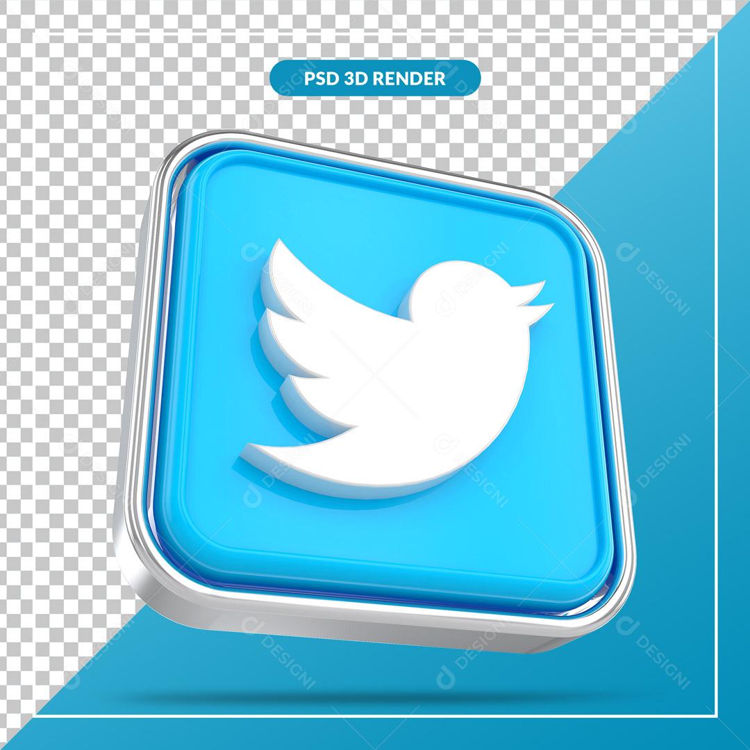 Ícone 3D Twitter Elemento Para Composição PSD