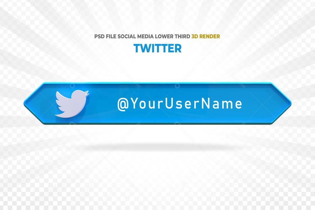Placa 3D Para Composição de Texto Twitter PSD