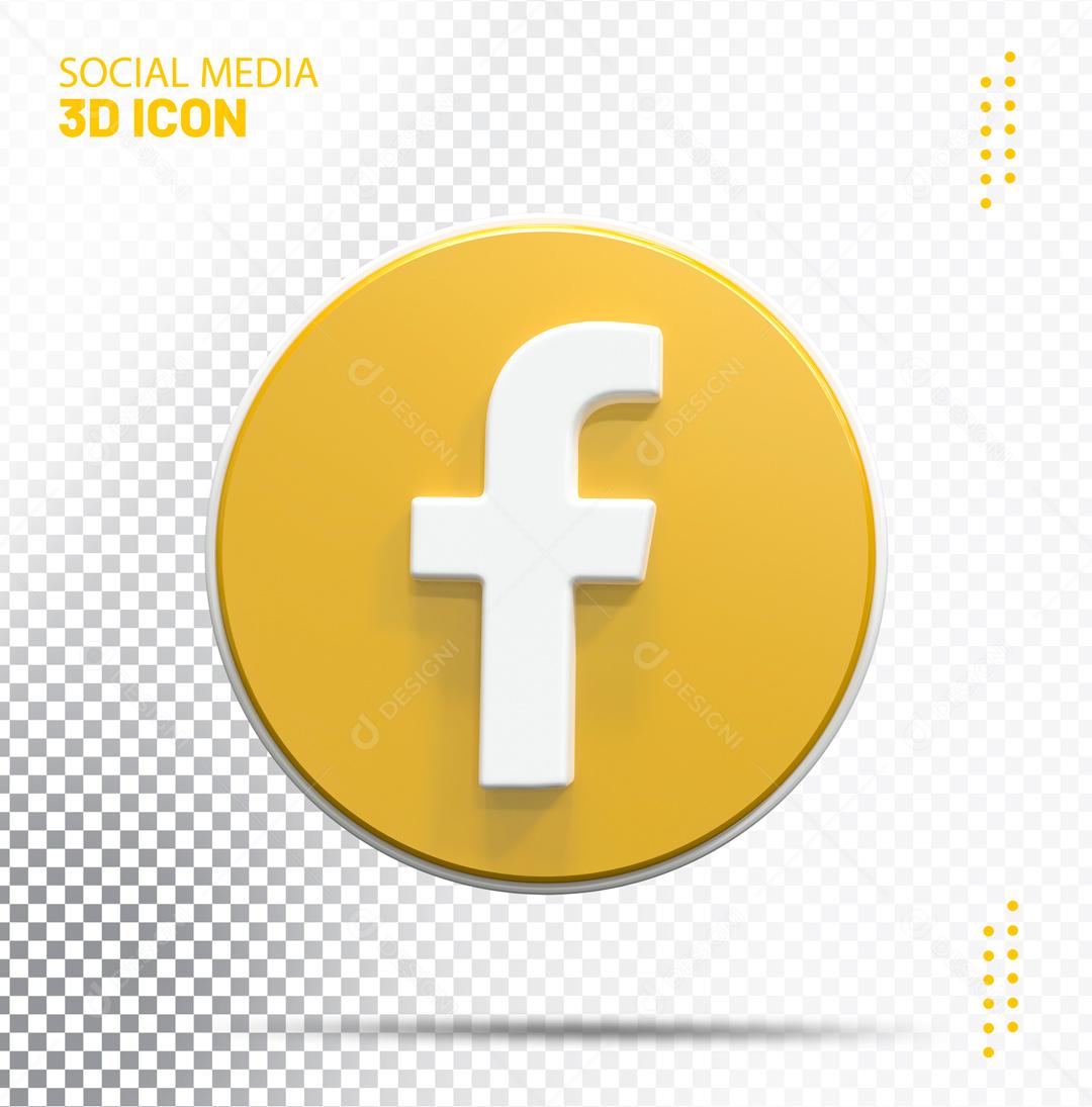 ícone Facebook 3D Elemento Para Composição PSD