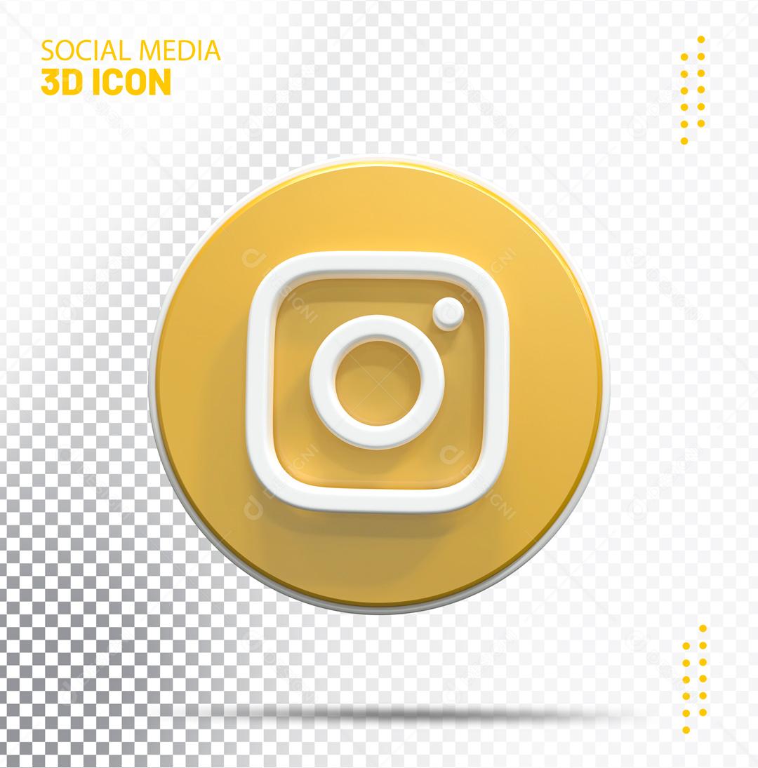 ícone Instagram 3D Dourado Para Composição PSD