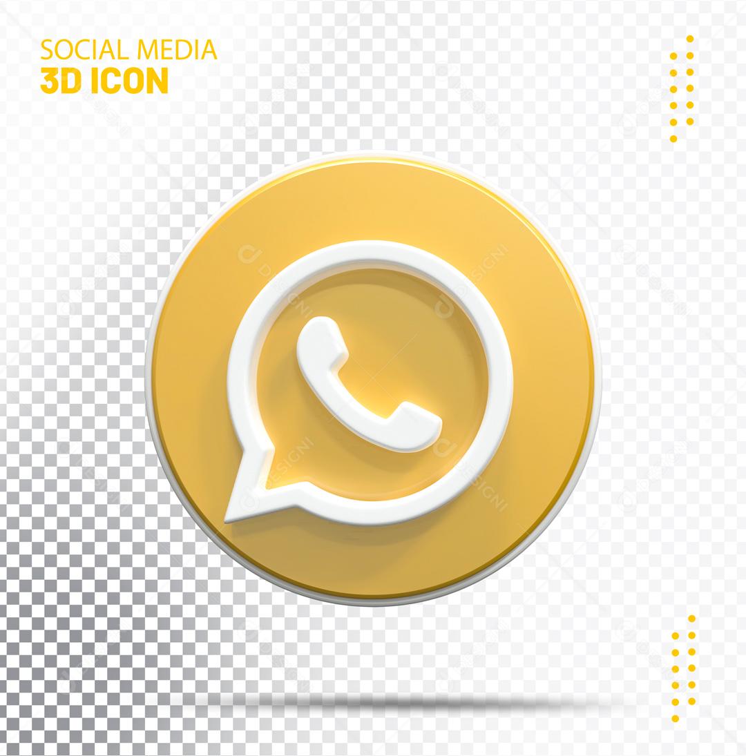 Ícone WhatsApp Elemento 3D Para Composição PSD