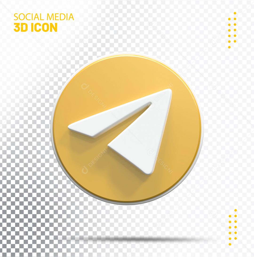 Telegram 3D Elemento Para Composição PSD