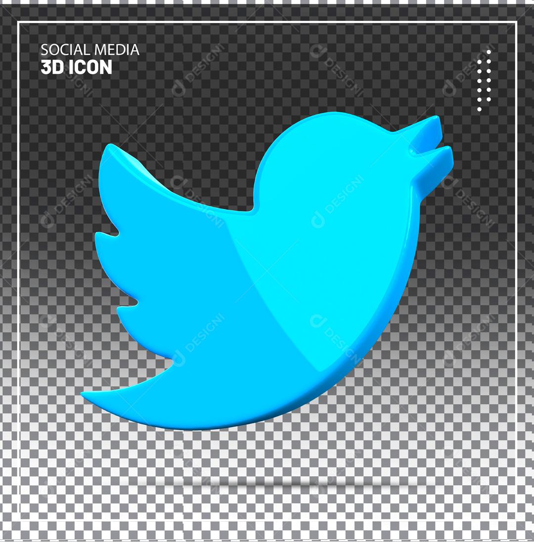 3D Twitter Icon For Composition PSD