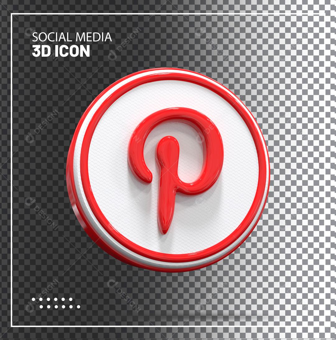 ícone Pinterest 3D Para Composição PSD