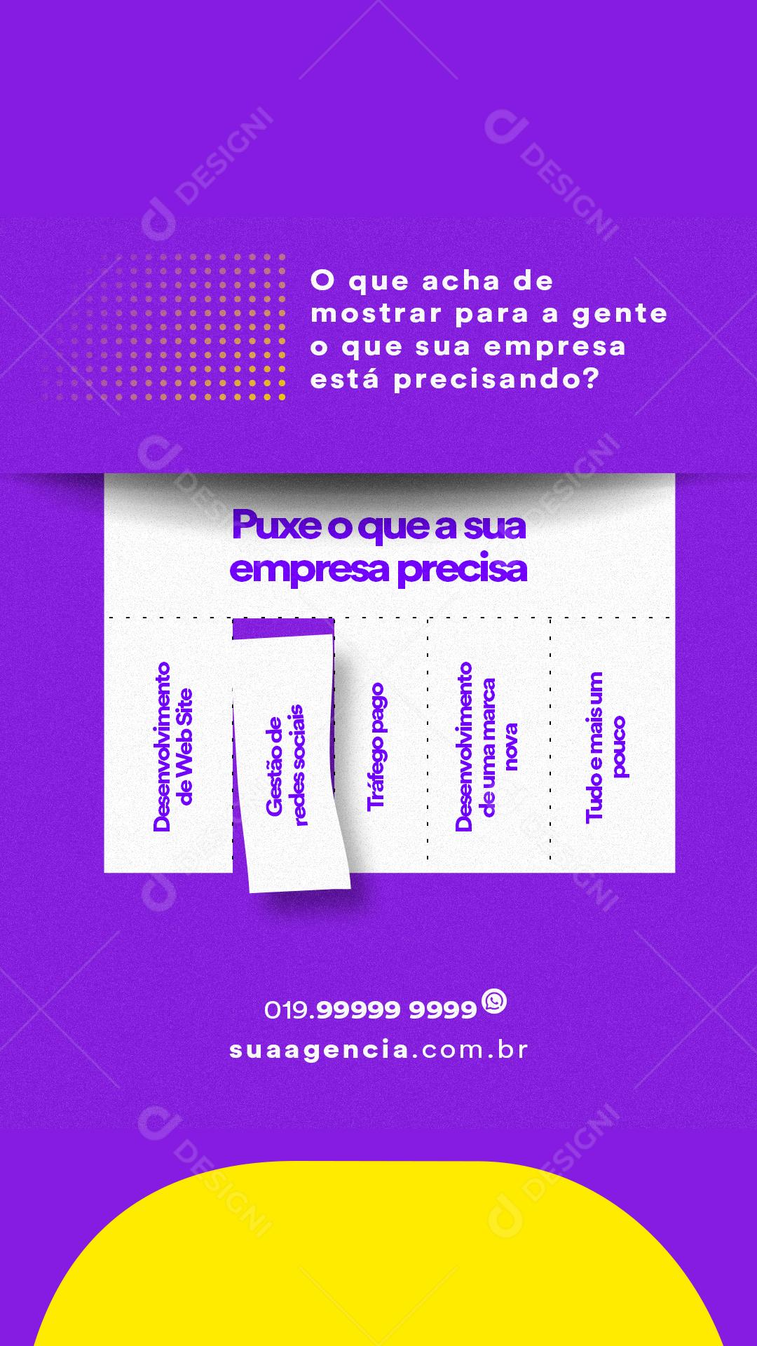 Social Media Stories Puxe o que a sua empresa precisa Marketing PSD Editável