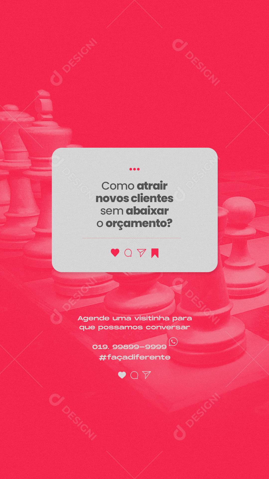 Social Media Stories Como atrair novos clientes Marketing PSD Editável