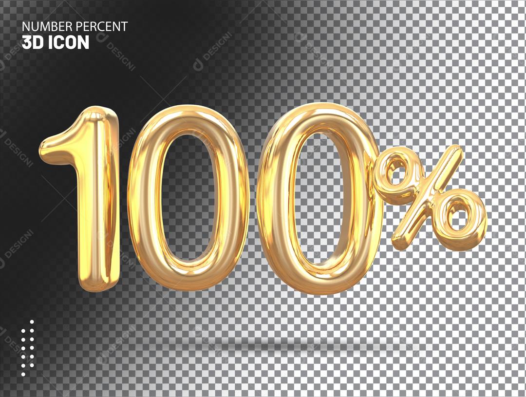 Número 3D 100% Dourado Para Composição PSD