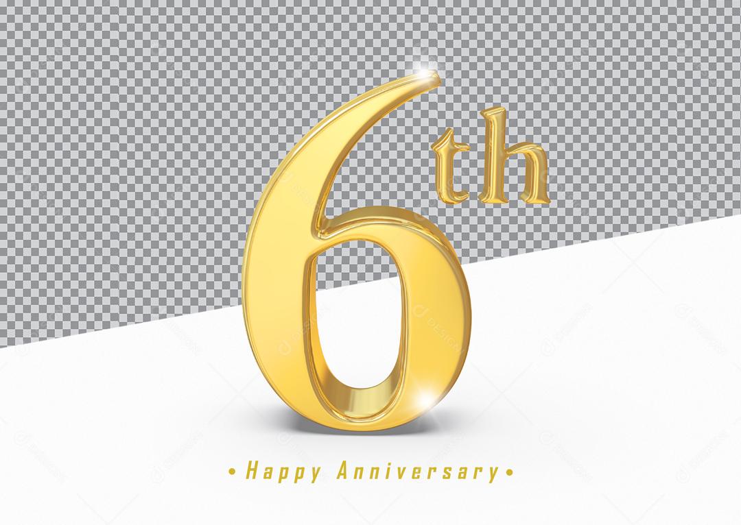 Aniversário de 6 Anos Elemento Para Composição PSD