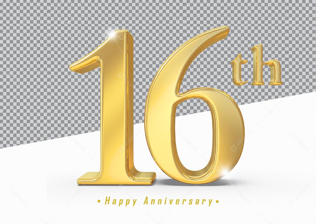 Aniversário de 16 Anos Elemento Para Composição PSD